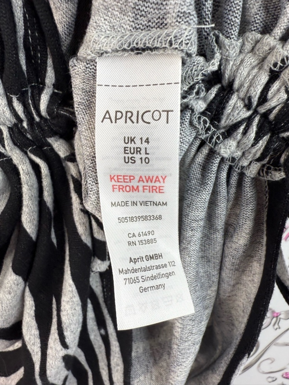 APRICOT T-shirt tie up pulls animal Zebra Print Dolman Top - Black & grey White - Picture 10 of 13